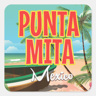 Sticker Carré Punta Mita Mexican beach poster.
