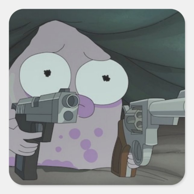 Sticker Carré Pupa avec deux armes (Devant)