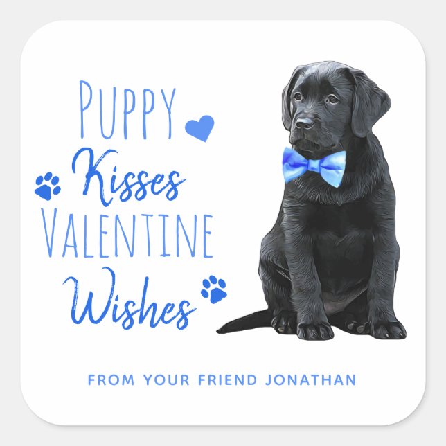 Sticker Carré Puppy Kisses Valentine Wives Kids Valentines Day (Devant)