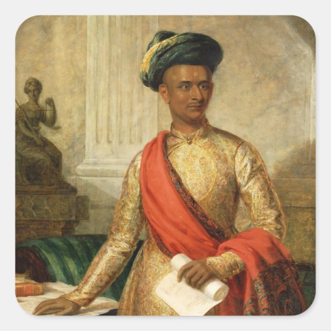 Sticker Carré Purniya, Chief Minister of Mysore, c.1801 (oil on (Devant)