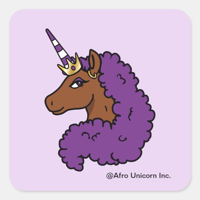Sticker Carré Purple Afro Unicorn (Devant)