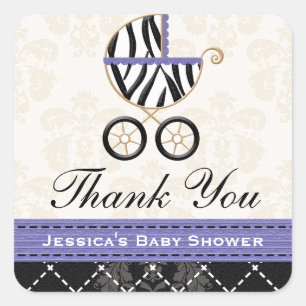 Sticker Carré Purple Blue Zebra Baby Carriage Merci