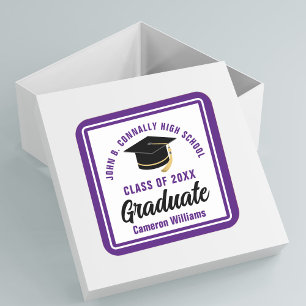 Sticker Carré Purple Graduate Personnalisée Graduation Party