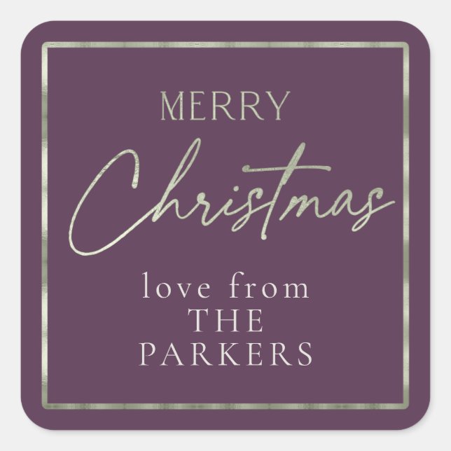 Sticker Carré Purple Green Joyeux Noël ID1009 (Devant)