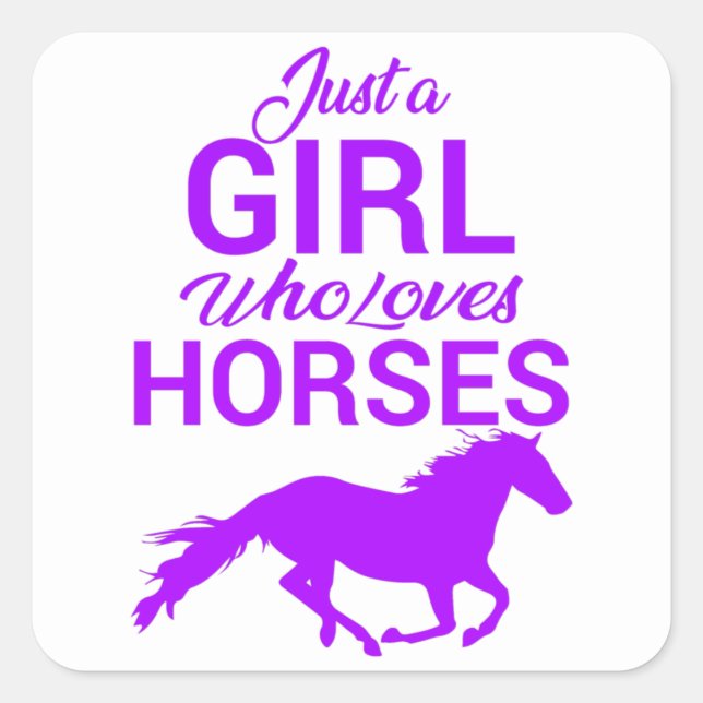 Sticker Carré Purple Juste Une Fille Qui Aime Les Chevaux (Devant)