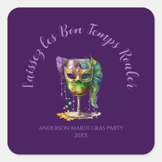 Sticker Carré Purple Mardi Gras Mask  (Devant)