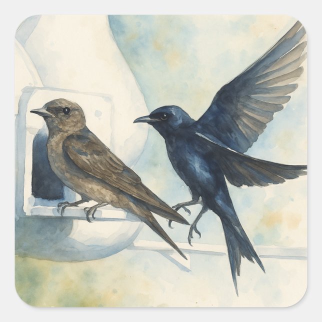 Sticker Carré Purple Martin Landlord Nature Swallow Bird Gourds (Devant)