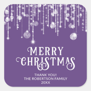 Sticker Carré Purple String Lights Fête de Noël Favoriser le Car