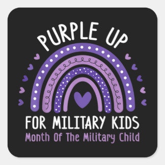 Sticker Carré Purple Up For Military Kids Mois of the Military
