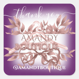 Sticker Carré Purple Violet Floral Merci Shopping