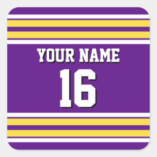 Sticker Carré Purple with Yellow White Stripes Team