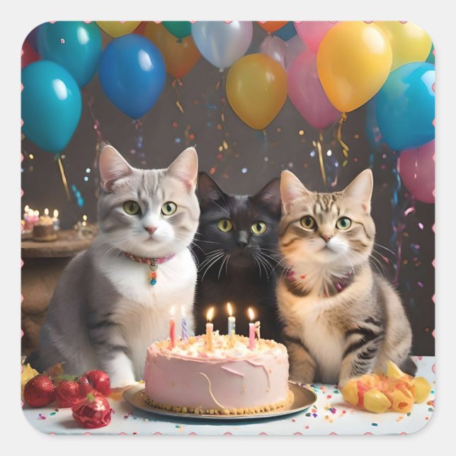 Sticker Carré Purrfect Celebration : A Cat's Birthday Party, (Devant)