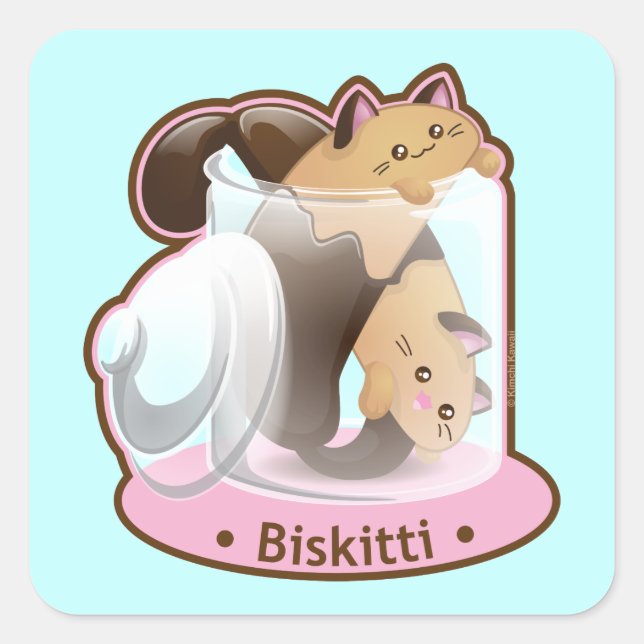 Sticker Carré Purrista Pawfee : Chats Biscotti (Devant)