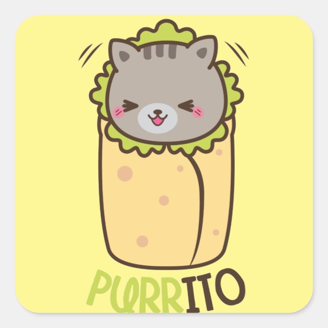 Sticker Carré Purrito Kitty Burrito (Devant)