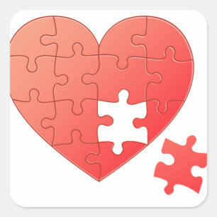 Sticker Carré Puzzle Coeur avec pièce
