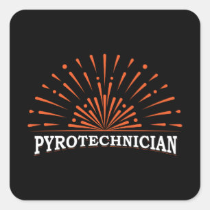 Sticker Carré Pyrotechnicien Équipage Pyrotechnique Fireworks P
