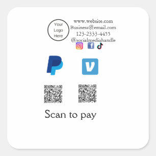 Sticker Carré Q R code PayPal venmo scanner payer ajouter médias