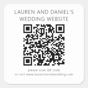 Sticker Carré QR Code Black White Mariage Website