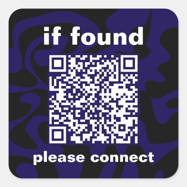 Sticker Carré QR Code bleu foncé perdu (Devant)