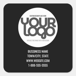 Sticker Carré QR Code Customizable Modern Black Business Card