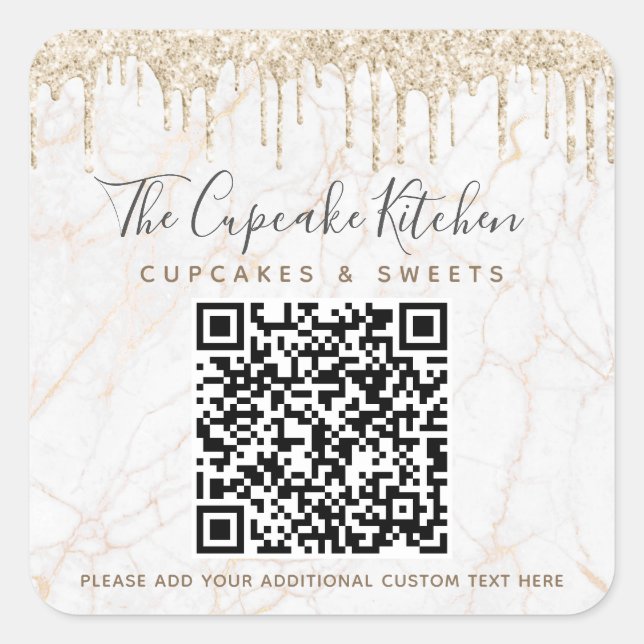 Sticker Carré QR Code Gold Parties scintillant Lecteurs en marbr (Devant)