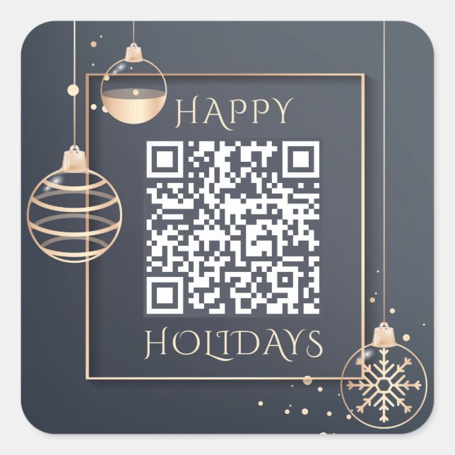 Sticker Carré QR Code Happy Holidays Entreprise Noël Moderne (Devant)