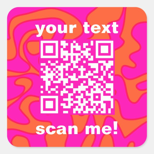 Sticker Carré QR Code Hot rose Orange brillant Moderne (Devant)