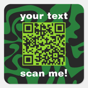 Sticker Carré QR Code Lime Vert foncé et noir brillant moderne
