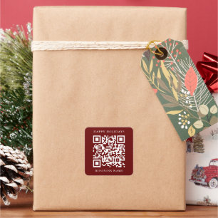 Sticker Carré QR Code minimal Joyeux Joyeux Vacances Affaires Ro