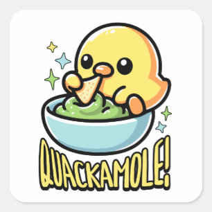 Sticker Carré Quackamole ! Cute Canard Guacamole