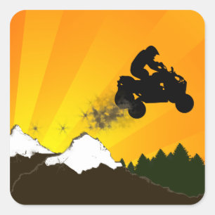 Sticker Carré quadruples. coucher du soleil orange