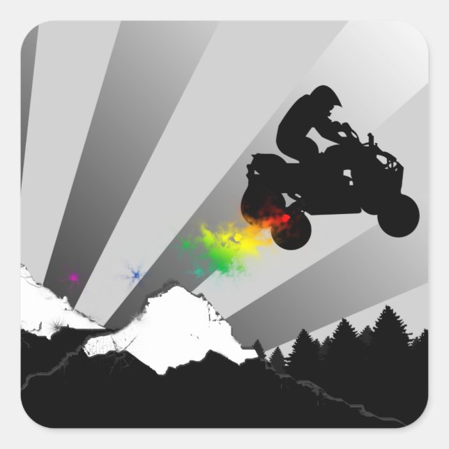 Sticker Carré quads chemin de terre atv (Devant)