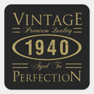 Sticker Carré Qualité Premium vintage 1940 80e anniversaire