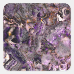 Sticker Carré Quartz d'Améthyste violet Abstrait, granit violet