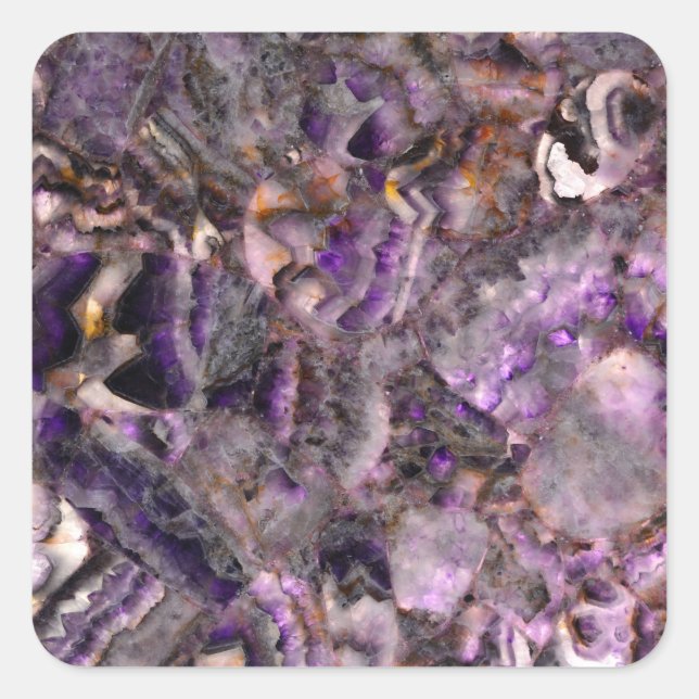 Sticker Carré Quartz d'Améthyste violet Abstrait, granit violet (Devant)