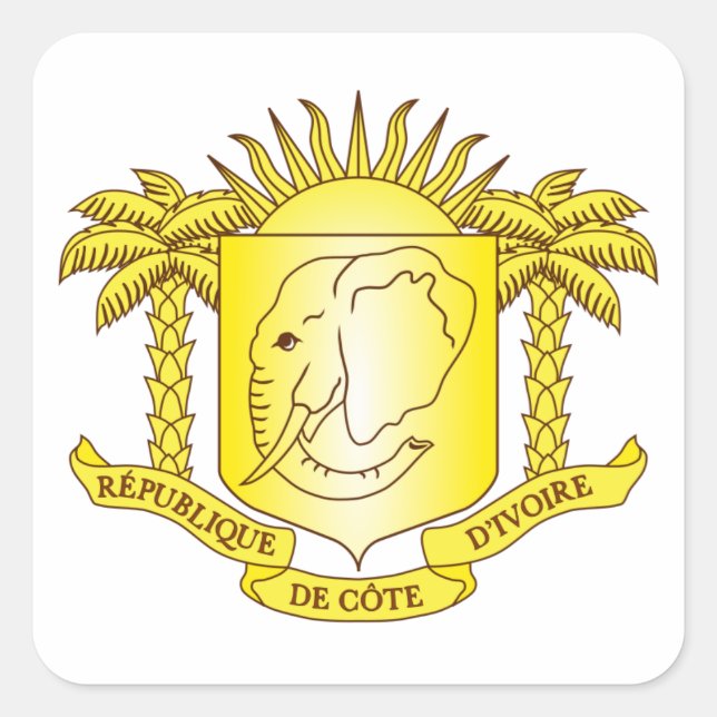 Sticker Carré QUATRE Armoiries de la Côte d'Ivoire (Devant)