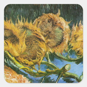 Sticker Carré Quatre tournesols coupés par Vincent van Gogh