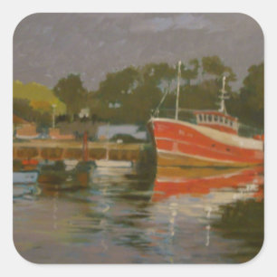 Sticker Carré Quay Salcombe 2 du pêcheur