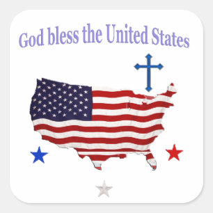 Sticker Carré Que Dieu bénisse les États-Unis