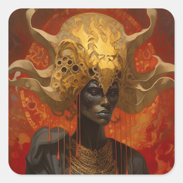 Sticker Carré Queen Goddess Imaginaire Art (Devant)