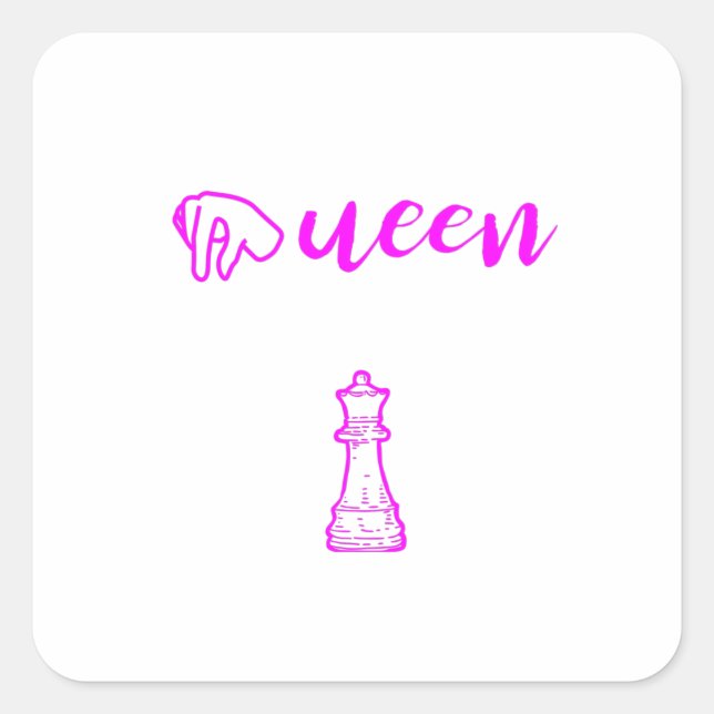 Sticker Carré Queen - La pièce la plus puissante aux échecs (Devant)