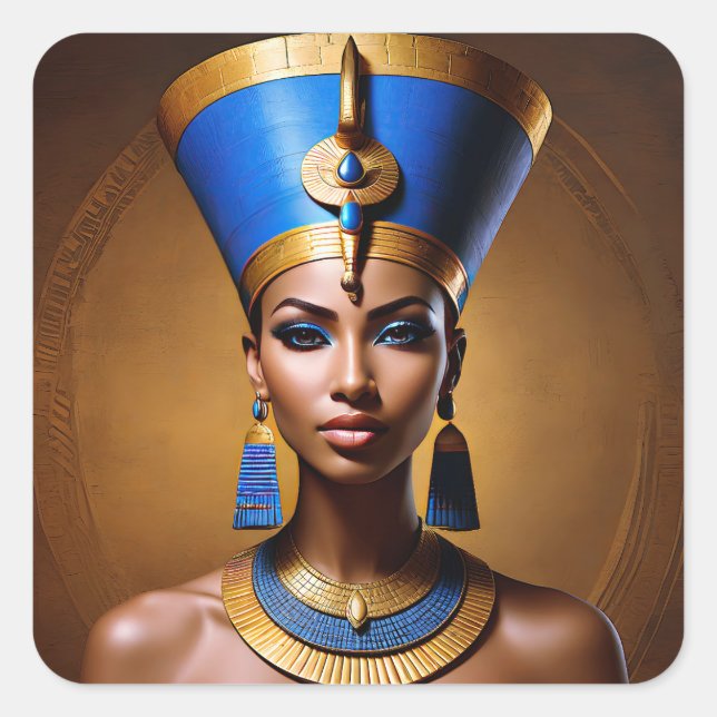 Sticker Carré "Queen Nefertiti" Belle reine africaine antique (Devant)