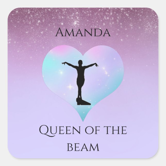 Sticker Carré Queen Of The Beam Gymnastique Purple Ombre Parties (Devant)