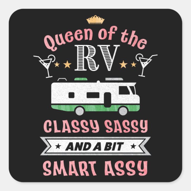 Sticker Carré Queen of the RV - Drôle cadeau pour femmes Femme d (Devant)
