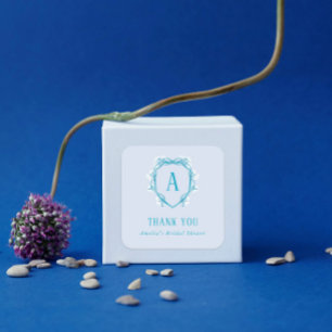 Sticker Carré Quelque Chose de Bleu Remerciements Fleurs de Sall