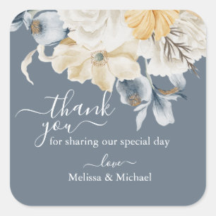 Sticker Carré QUELQUE CHOSE DE Merci Mariage BLEU sur Carré bleu