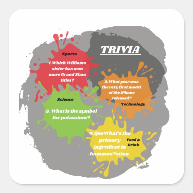 Sticker Carré Questions Trivia (Devant)