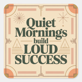 Sticker Carré Quiet Mornings Build Loud Success