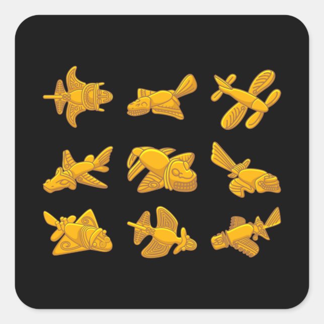 Sticker Carré QUIMBAYA AVION Théoriste Alien ancien Quimbaya (Devant)