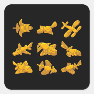 Sticker Carré QUIMBAYA AVION Théoriste Alien ancien Quimbaya